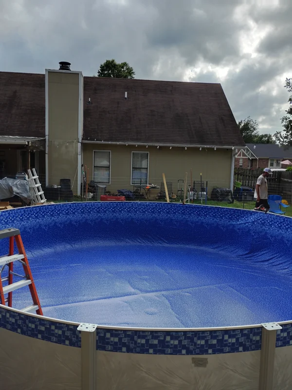 New above-ground liner set and holding water